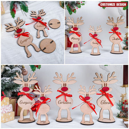 Personalised Freestanding Reindeer, Family Christmas Decoration, Place Names Setting Decoration